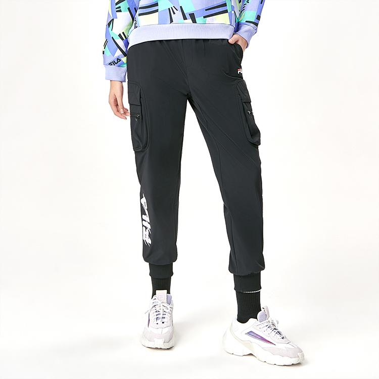 Fila Side Pocket Woven Cargo Tapered Casual Pants Women Pants Black F11W149802FBK