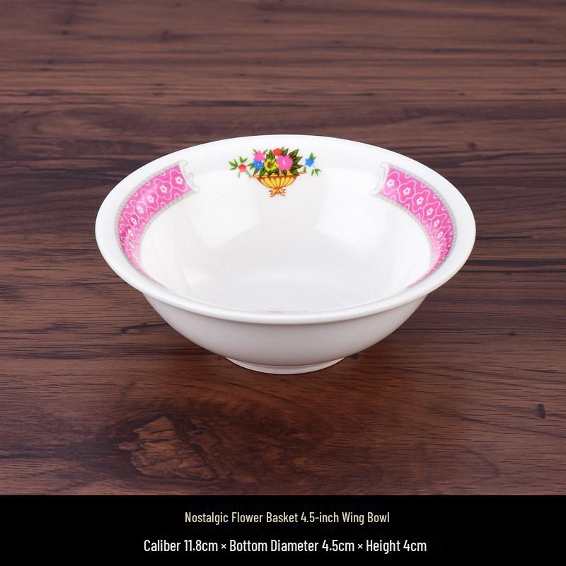 Hong Kong Style Vintage Ceramic Tableware: Fish Plate, Kway Teow Dish, Noodle Soup Bowl, Rice Bowl.