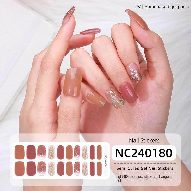 New Hot Stamping Laser Gel Nail Stickers French Nail Polish Glue Semi-cured Gel Nail Stickers