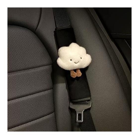 Seat Belt Shoulder Pad Cover, Set of 2, Cloud Plush Pad, Cute Cushion, Easy Installation, Strangulation Prevention, Car Accessory