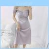 Vestito Sottoveste in Seta di Ghiaccio da Donna con Scollo a V e Imbottitura per Dormire e Relax