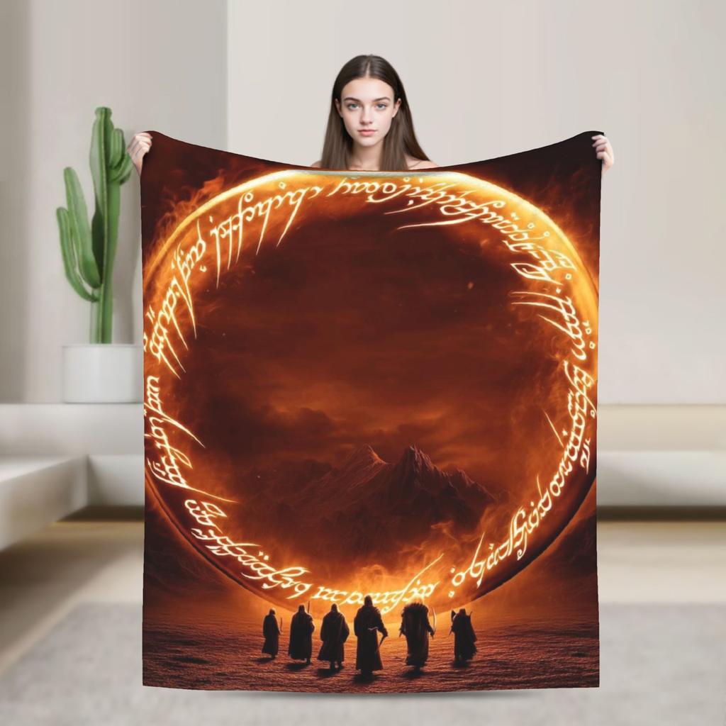Super Soft Lords Rings Throw Blanket Premium Fleece Flannel Lightweight Bed Blanket Cozy Fluffy Bedspread All Season Use