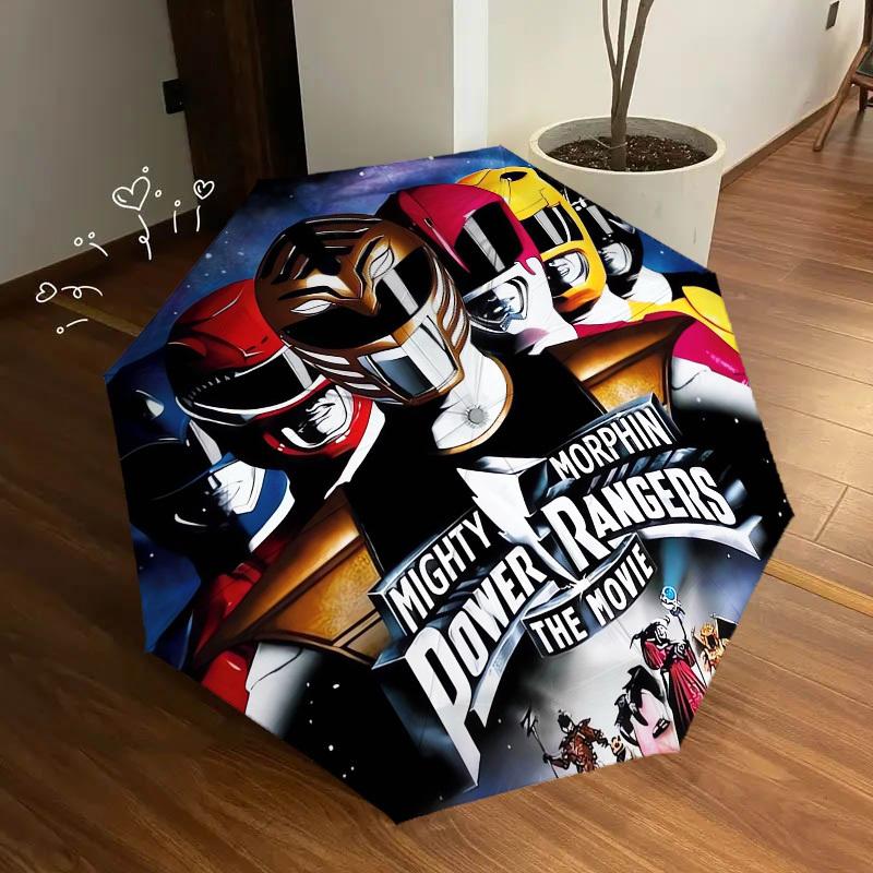 1pz Ombrello di Alta Qualità a Tema Mighty Morphin Power Rangers, Ombrello ad Apertura e Chiusura Automatica, Ombrello Multifunzionale G0811241