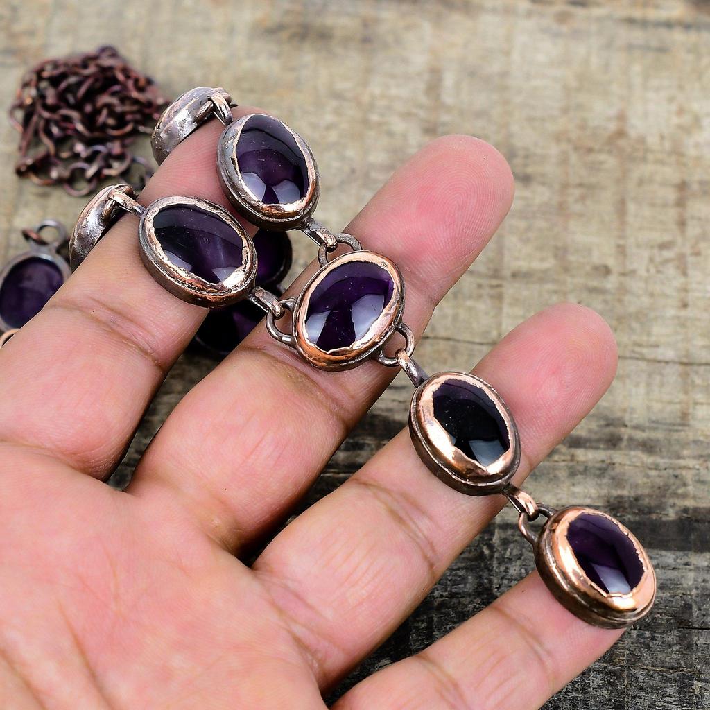 Star amethyst necklace electroformed copper necklace adjustable chain necklace dainty copper jewelry handmade gemstone necklace gift for mom