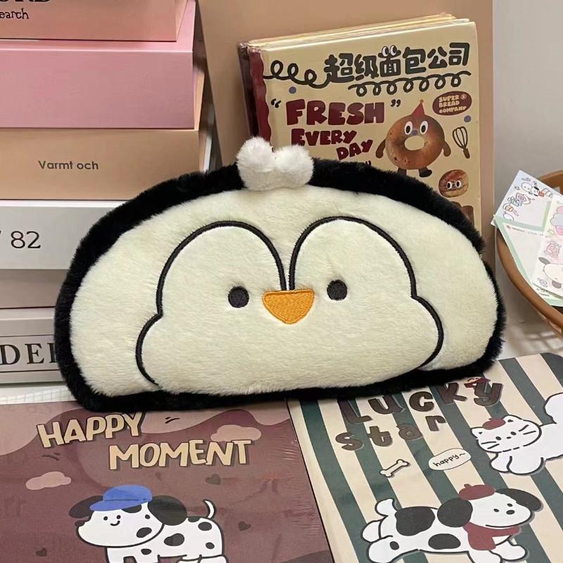 1pcs Cute Cartoon Plush Pencil Bags Large-capacity Student Stationery Box Multi-functional Sorting Storage Bag
