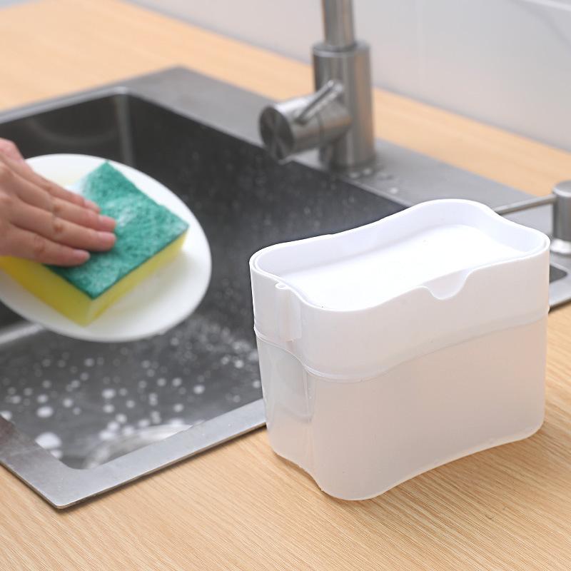 Kitchen Scrubbing Detergent Liquid Box, Automatic Dispenser, Push-type Automatic Liquid Outlet Box, Scouring Pad, Dishwashing Brush, Soap Liquid Box