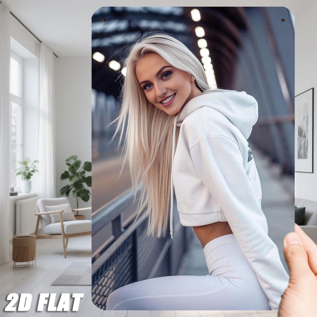 Vintage Metal Wall Sign 20x30cm Retro Woman Art Iron Poster Home Bar Decor