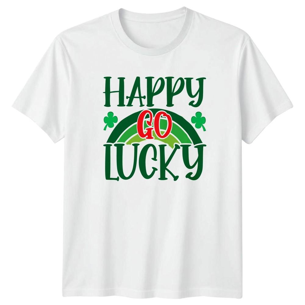 Happy Go Lucky TShirt St Patricks Day Irish Gift For Him And Her S