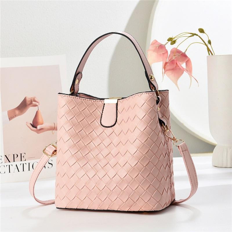 Chic Braided Texture Bucket Handbag, Multi-purpose Top Handle Shoulder Crossbody Bag For Daily Casual Outfits