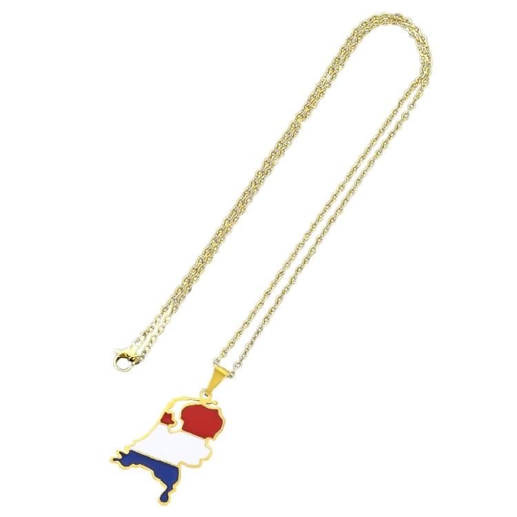 Collana Ciondolo Mappa Paesi Bassi Acciaio Inossidabile Fascino Bandiera Catena Collo Gioielli