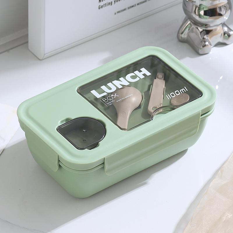 Microwavable Japanese-Style Wheat Straw Lunch Box Set with Compartments for Students and Office Workers