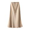 Women's Drawstring Satin Maxi Skirt High Waist Silk A Line Flowy Long Skirts for Women Casual High Waist Flared Cocktail Skirt for Office Party