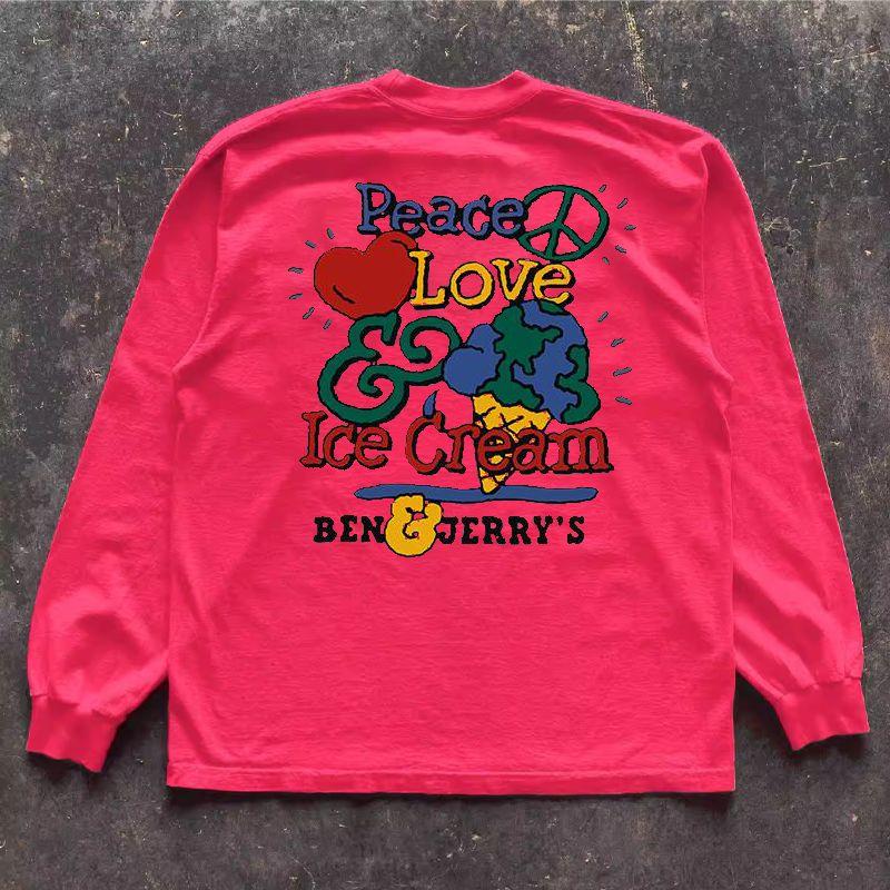 

Make Money for Charity 280G Heavy Weight! Ice Cream Early Autumn New Arrival Loose Trendy Men s and Women s Long-Sleeved T-shirt Couple Wear Rose red 3XL 280g Heavy weight pure cotton]