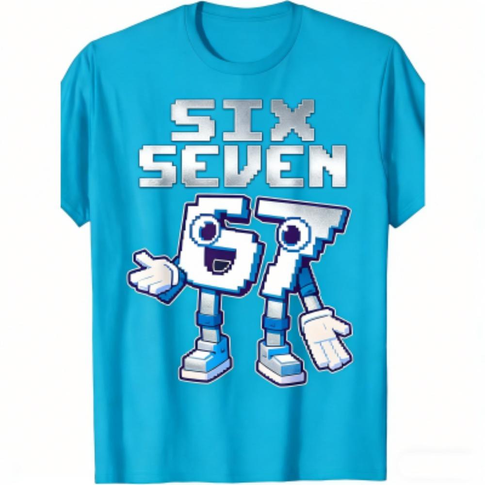 Sommer Mode Cartoon 67 Druck Herren T-Shirts Sommer Street Kurzarm Outdoor Freizeitkleidung für Herren und Damen T-Shirts Top