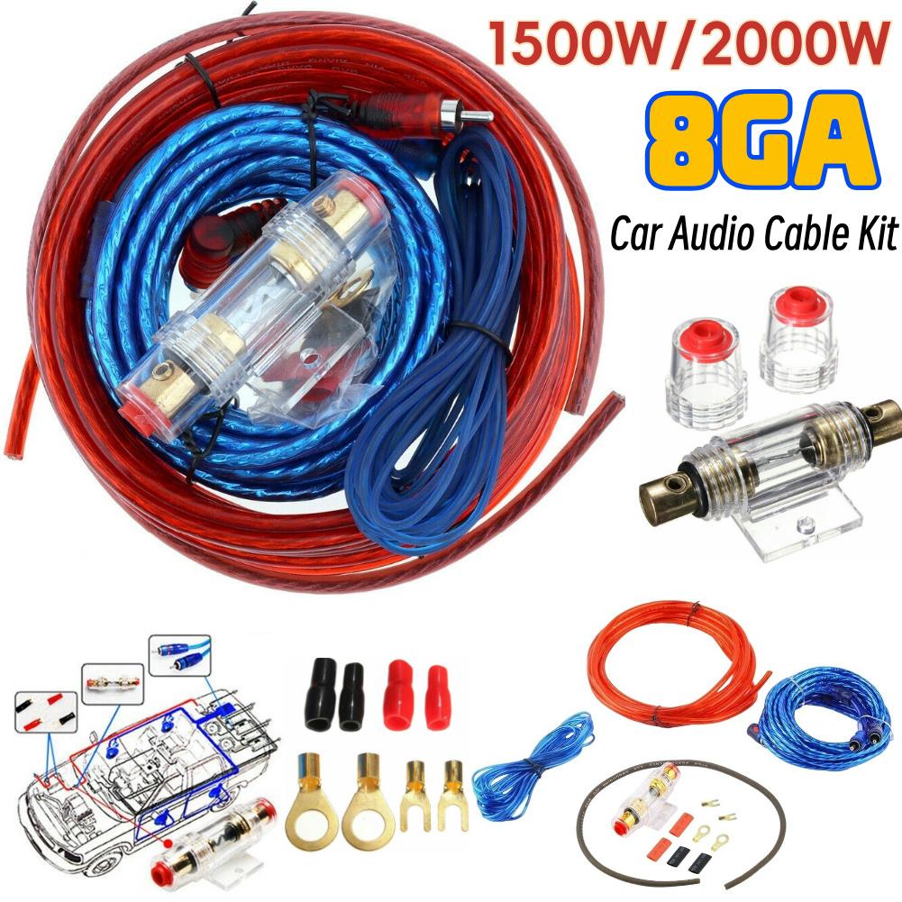 1500W Car Power Amplifier Wiring Kit 8GA Car Subwoofer Cable 60 AMP Fuse Holder Subwoofer Speaker Line 18GA for Car Modification Fuse Holders1