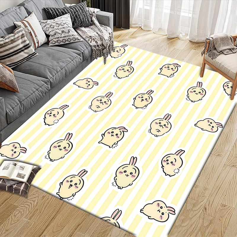 Usagi Flannel Pattern Square Carpet,Area Rug,Carpet Rug for Living Room Bedroom Sofa Playroom Decor,Non-slip Floor Mat