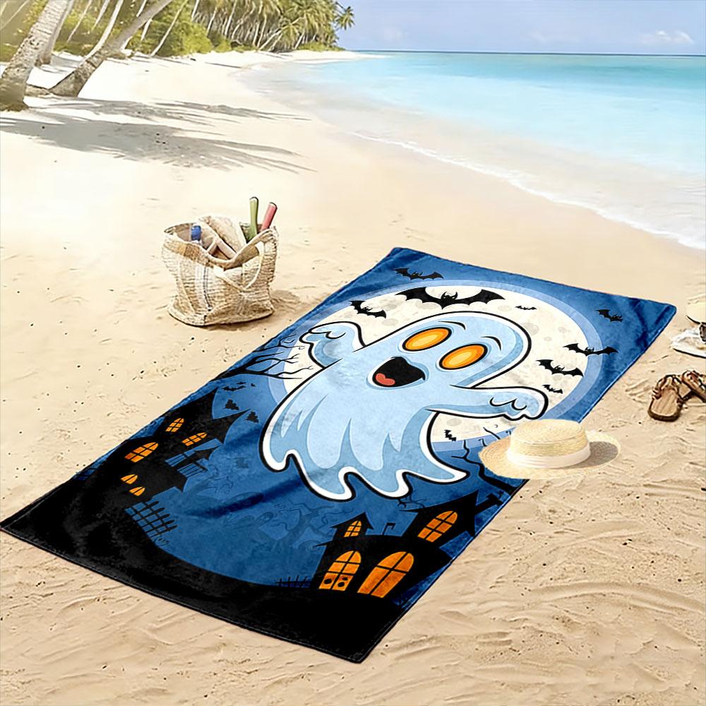 Glowing Ghostly Moonlit Charm Print Beach Towel, Quick Drying, Suitable for Travel, Outdoor Sports, Jogging, the Beach and Swimming, Gift