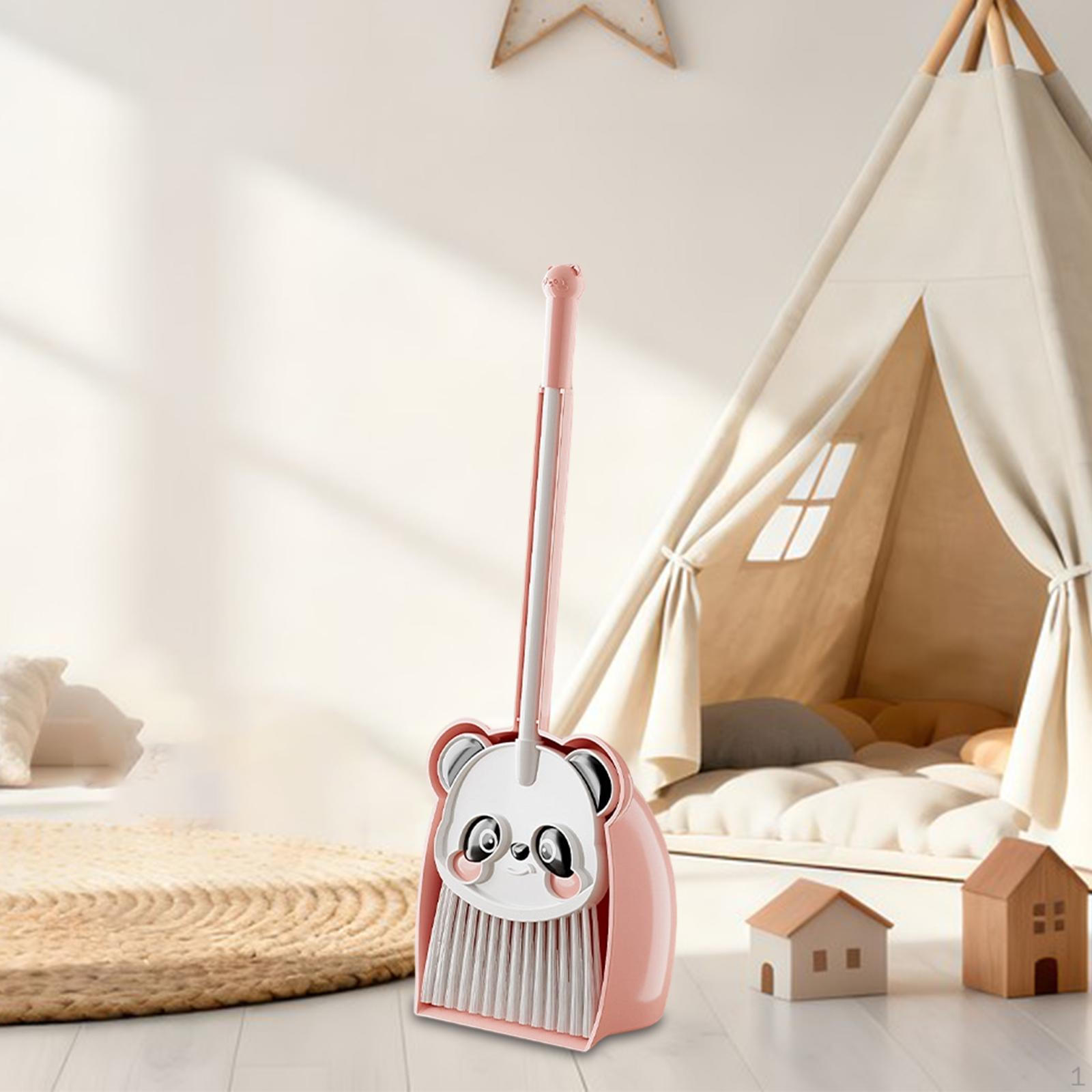

Kids Broom and Dustpan Set Cleaning Sweeping Play Educational Creative Little Housekeeping розовый