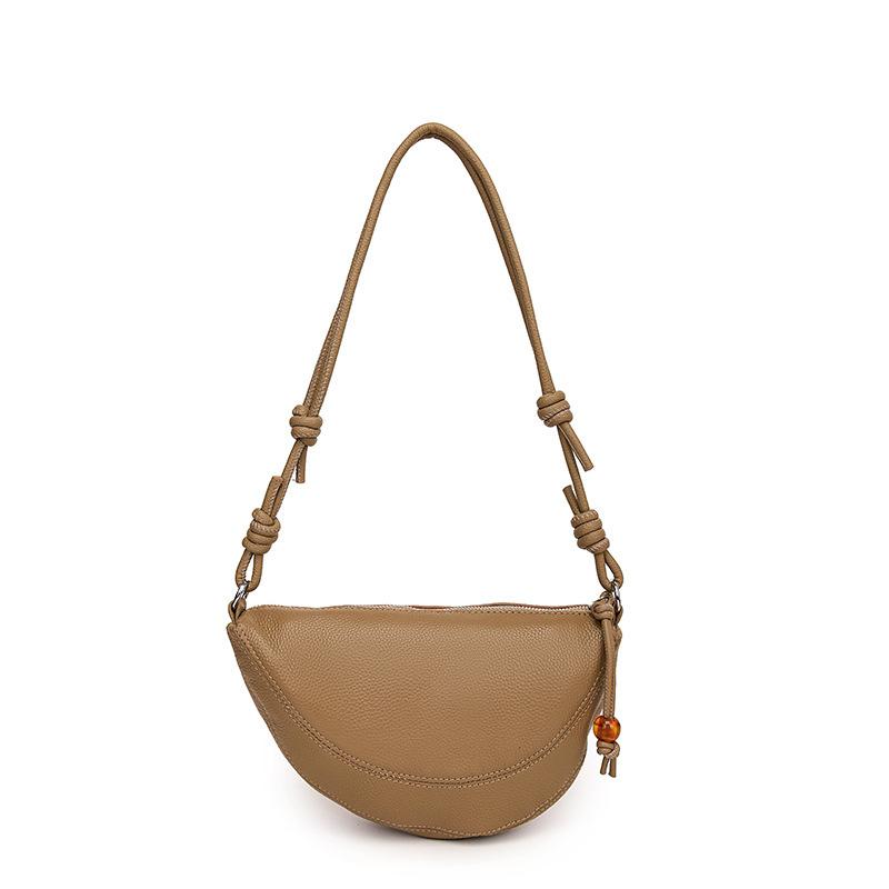 Fashionable Genuine Leather Cow Horn Bag, Crossbody Women's Bag, Versatile Commuting Bag, Top Layer Cowhide Dumpling Bag, Shoulder Bag
