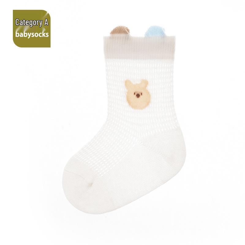Summer Baby Girl Cartoon Mesh Socks - Breathable Combed Cotton, Seamless and Non-binding