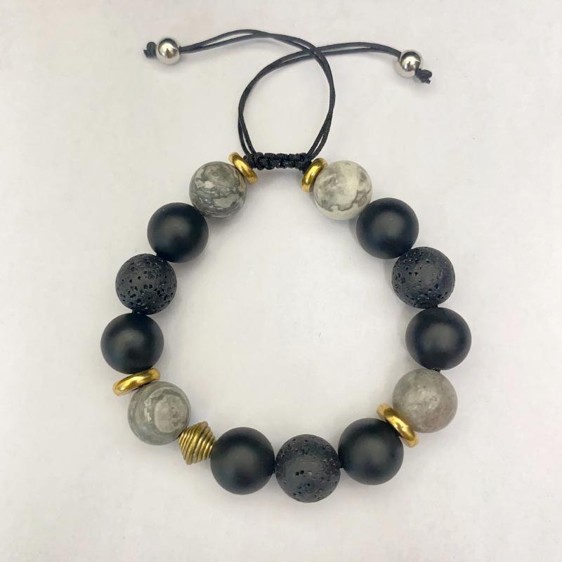 JYL TS Bracelet  Grid Stone Style Enhances Structure & Prosperity 12MM frosted agate аэро