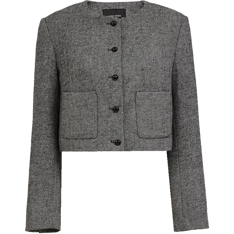 

VEROMODA Elegant Round Neck Lamb Wool Short Jacket M