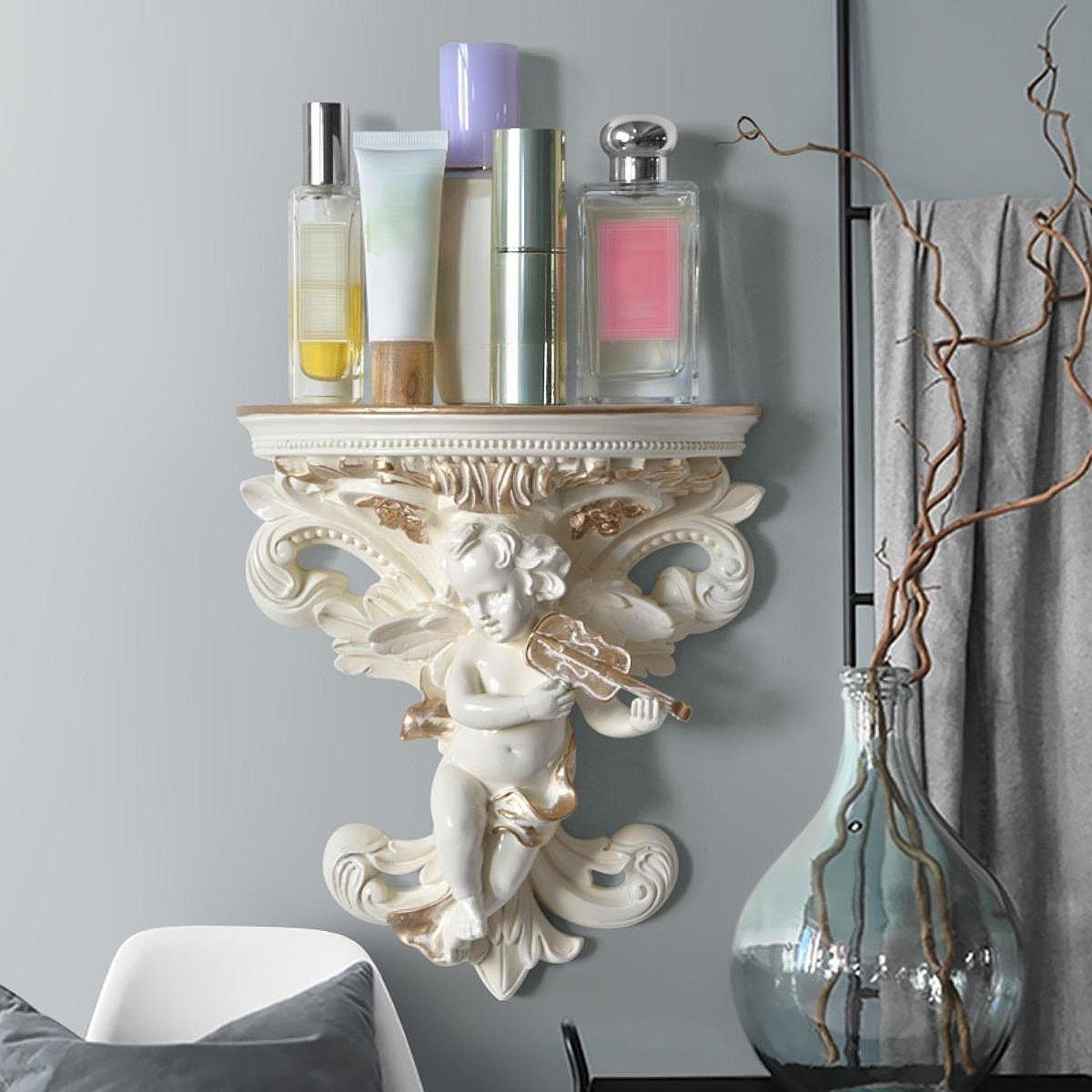 

Подставка для свечей на подвесной полке с фигуркой ангела для обеденной зоны Cream with Violin