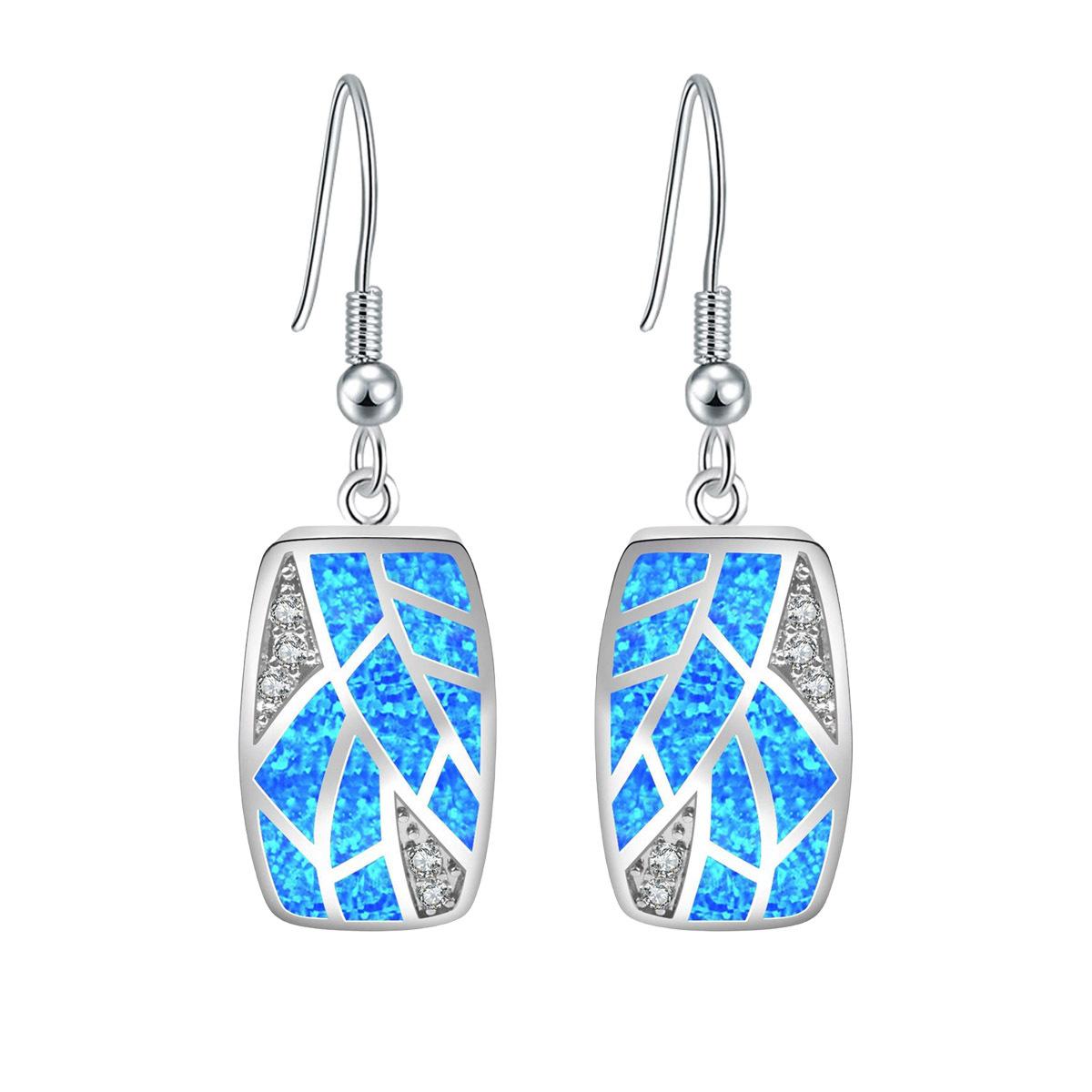 Fashionable and Trendy Exquisite Inlaid Zircon Jewelry Earrings синий