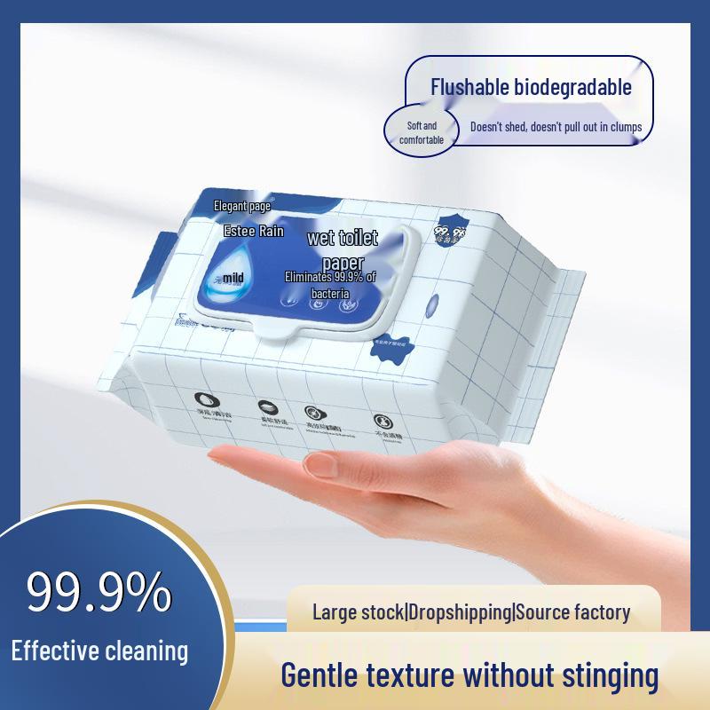 

Смываемая влажная туалетная бумага - 80 салфеток в упаковке, большая бытовая упаковка