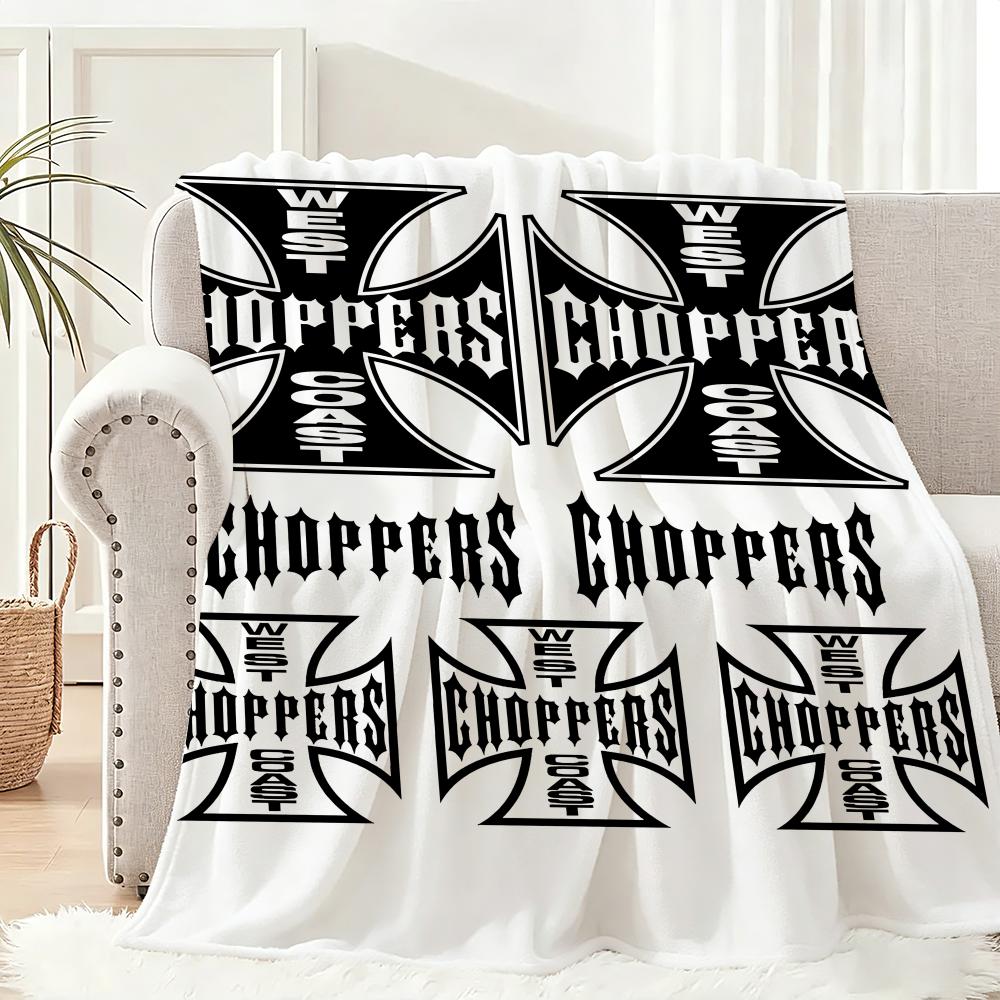 W-West Coast C-Choppers Throw Lightweight 240g Flannel Blanket Soft Skin-friendly for Summer Cooling