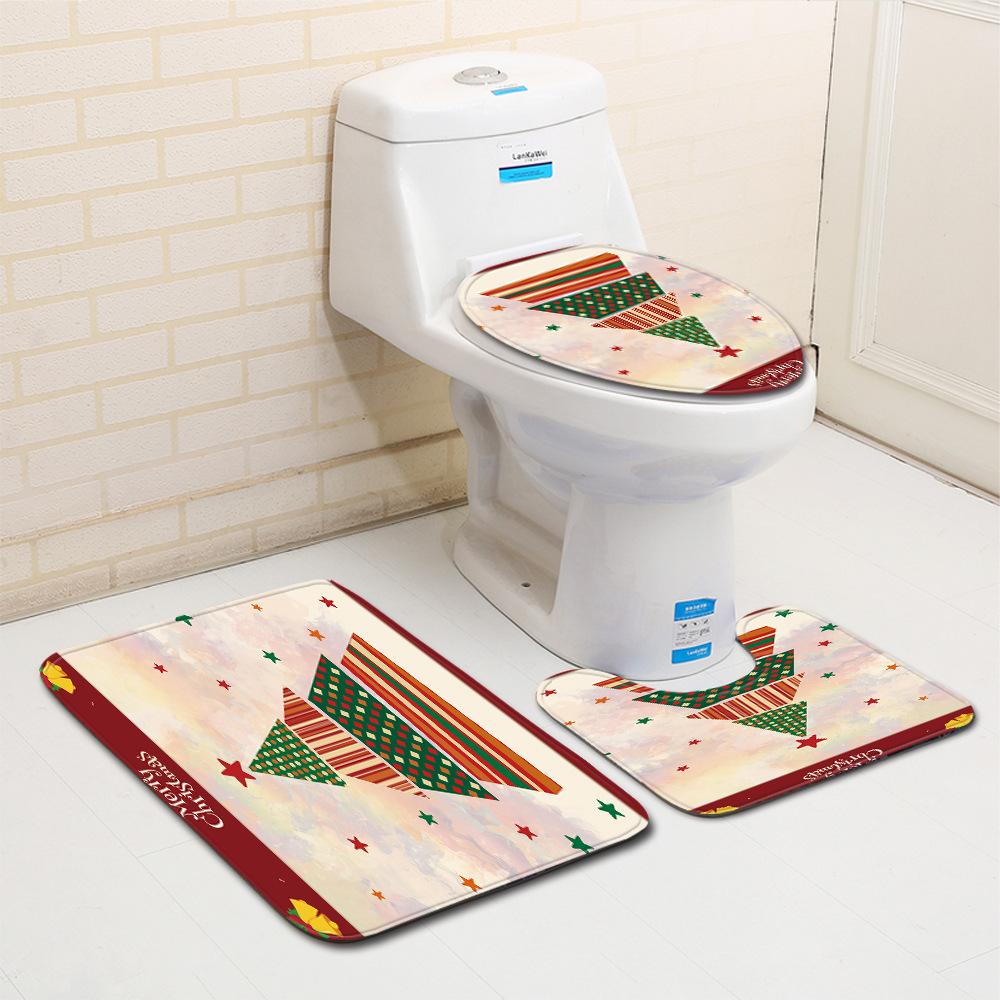 Christmas Bathroom Floor Mat Toilet Three-Piece Set