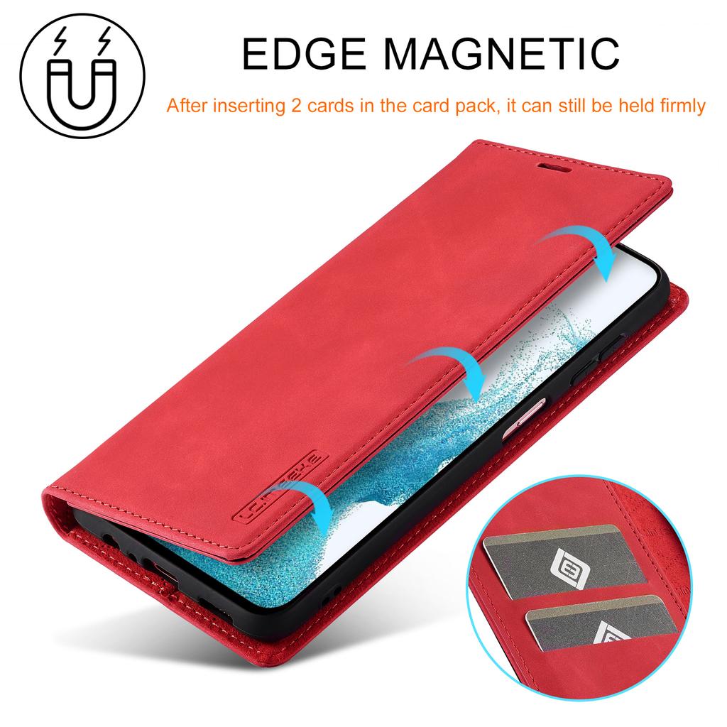 LC.IMEEKE Magnetic Closure Phone Case For Samsung Galaxy A14 4G/5G,PU Leather Cell Phone Cover Wallet Stand
