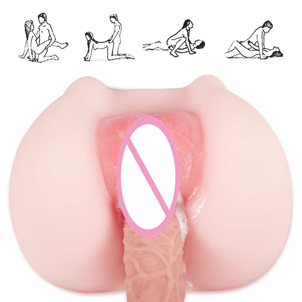 E37 Adult Male Masturbation Mold Soft Simulation Aircraft Cup Two-channel Big Ass Anal Sex Massage Device