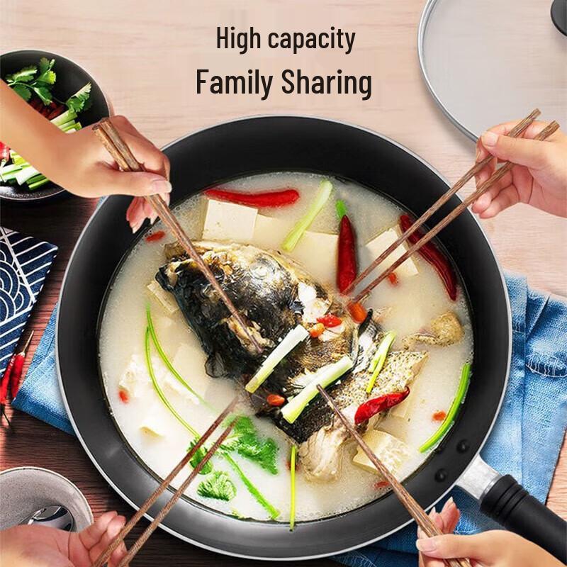 Supor 34cm Uncoated Cast Iron Round Bottom Wok