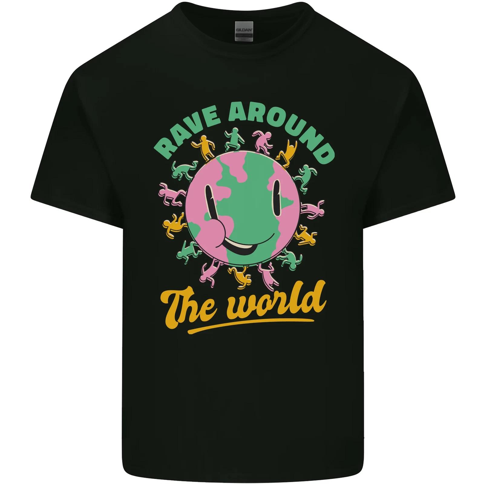 Rave Around the World Dance Music Raver Acid Kids T-Shirt Childrens XL