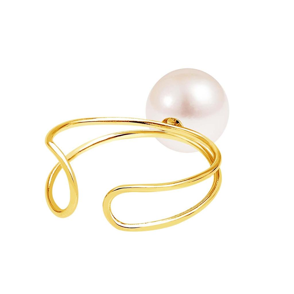 Lala Christie Women's Ear Cuff with Akoya Pearl, Single Pearl, 18K Gold, Le56-0009-yg