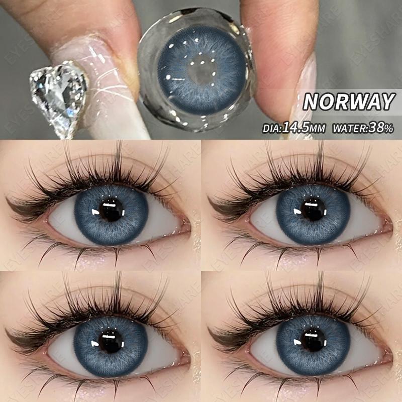 EYESHARE Fashion Brown Colored Contact Lens Natural Soft Contact Lenses for Eyes Decoration 14.2mm Yearly 2pcs=1 Pair