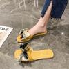 Bow slippers women's outer wear 2024 summer new flat-bottomed fashion fairy wind large size one-word cool slippers women's shoes