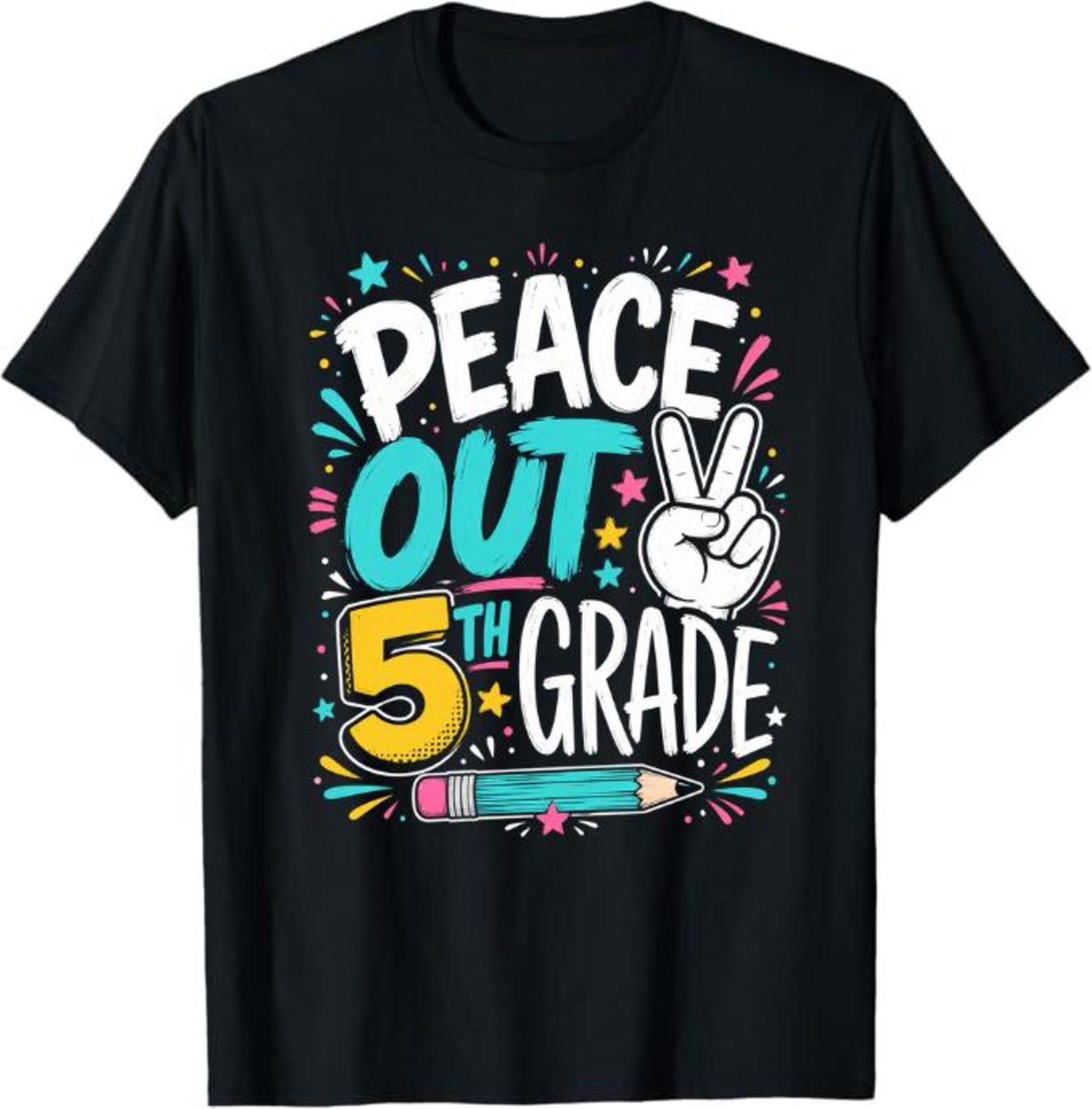 Peace Out 5th Grade T-Shirt, Last Day of School Gift, 5th Grade Graduation Graphic Tee, Teacher Student Shirt S