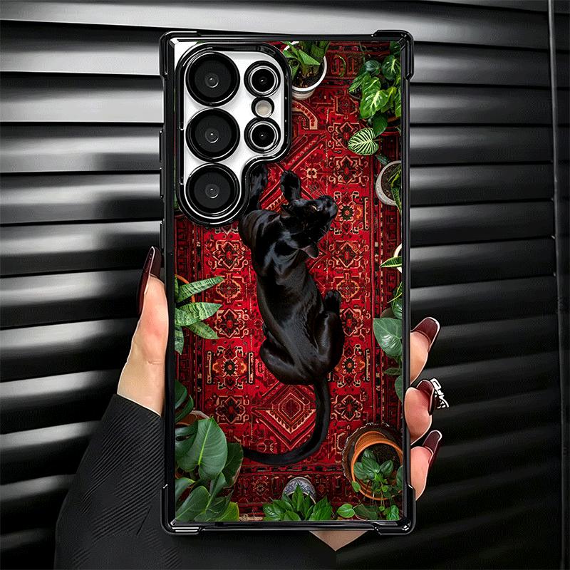 Black Panther Coole Tierbeschichtung Handyhülle Für Samsung Galaxy S24 S25 FE S26 Edge S23 Ultra S22 S21 Plus S20 Anti-Fall Airbag