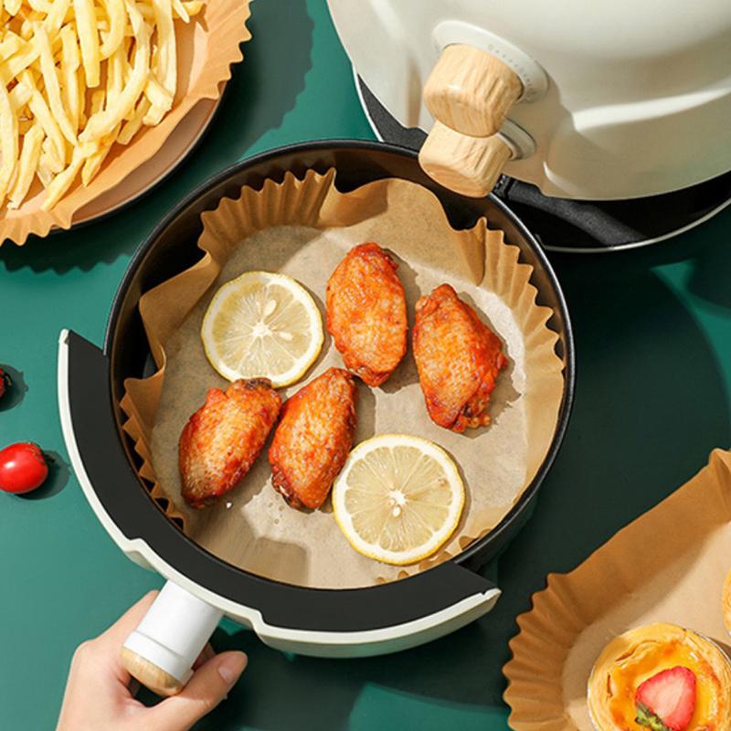 High Temperature Resistant Paper Trays For Air Fryers Oil Absorbing Paper Food Grade Silicone Paper Round Square Baking