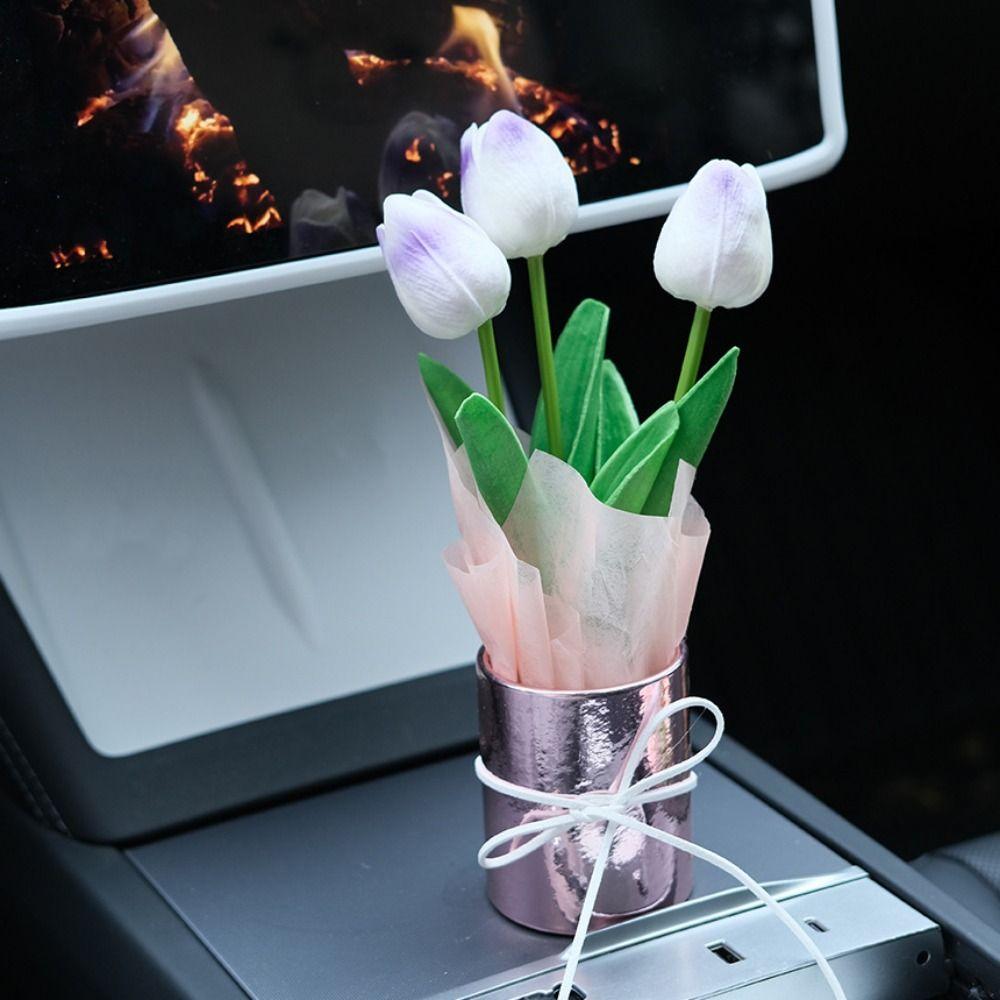 Simulation Tulip Flower PU Tulip Bucket Bouquet Artificial Tulip Bouquet Mother's Day