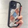 Colorful Diamond Block Step Groove Phone Case for iPhone 15/16/17 Pro Max