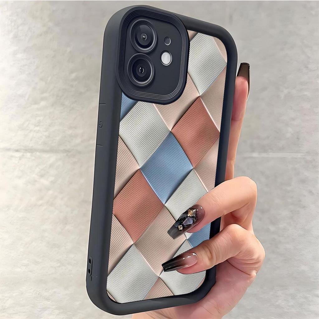 Colorful Diamond Block Step Groove Phone Case for iPhone 15/16/17 Pro Max