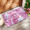 VIKAMA Pink Snowman Snowflake Xmas Doormat Non-Slip Washable Front Door Rug Indoor Outdoor Winter Entrance Decor