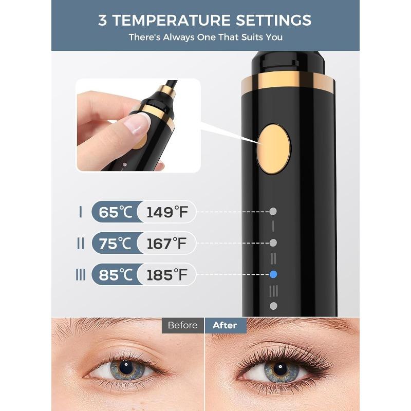 Heated Eyelash Curler, 2024 New 360° Heated Eyelash Brush Rechargeable with 3 Temperatures and 5-Second Quick Warm-Up 3-in-1 Eye