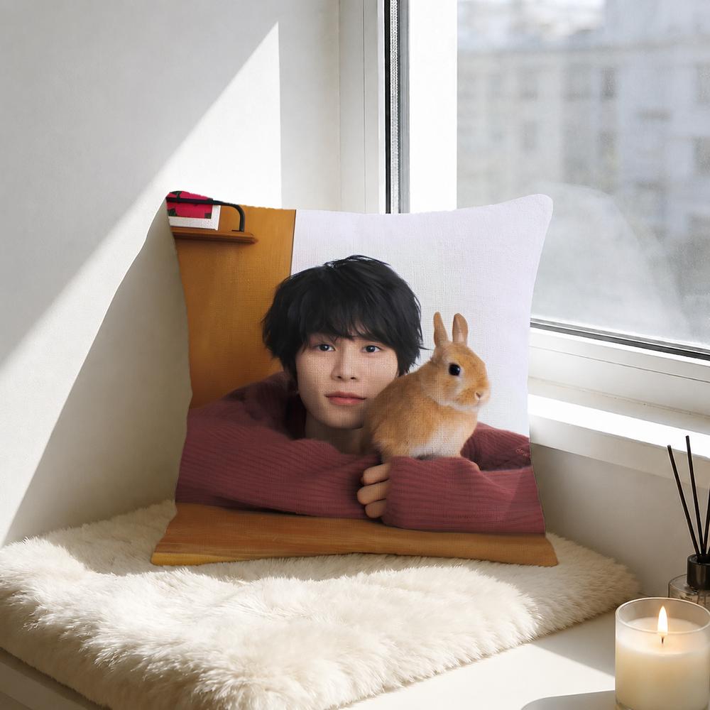 Actor Riku Hagiwara Cushion Cover Natural Linen Pillowcase Set AllinOne Decor for Sofa Bedroom Chair