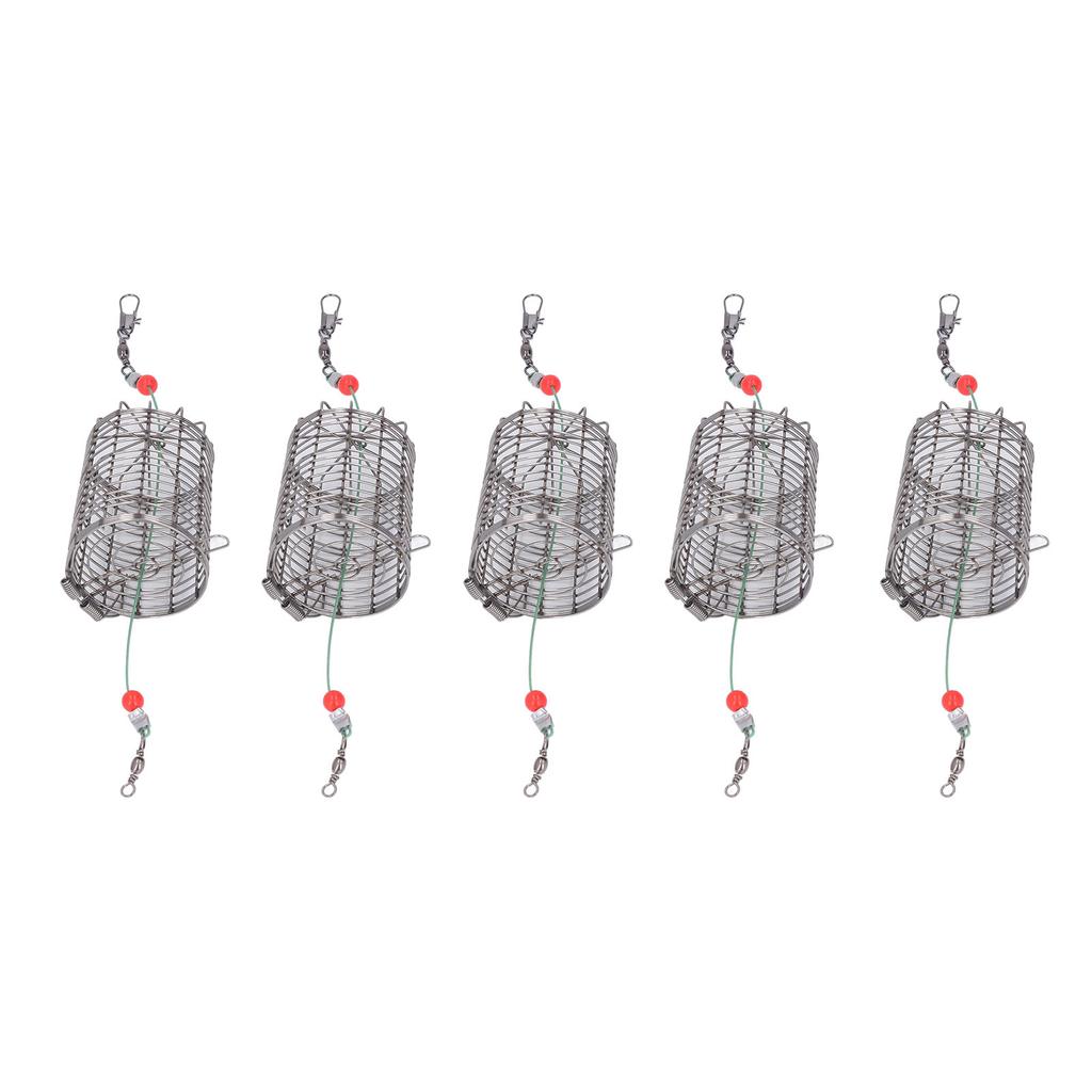5 stk Fiskeagnbur Lokkebur Rustfritt stål Fiskefelle Kurv Fôrmaterholder M
