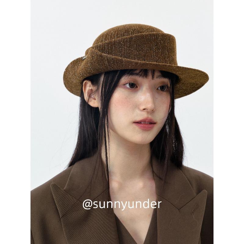 

Retro brown upturned equestrian hat women s spring autumn and winter Korean version Japanese versatile face small holiday top hat tide ins One size fits all темно-коричневого кольору