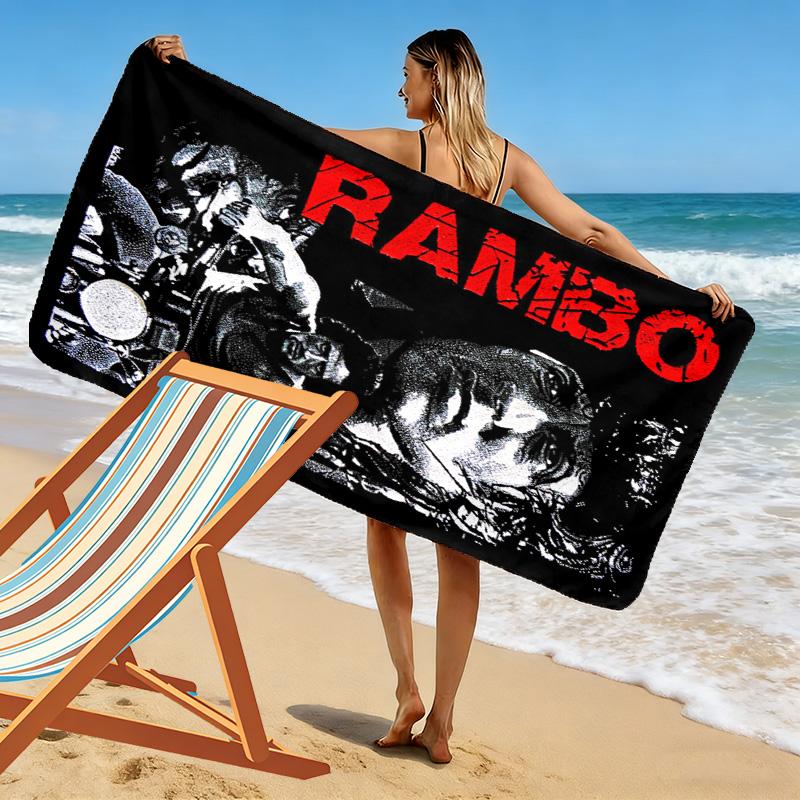 Rambo Print Beach Towel, Large Soft Quick Dry Towel for Beach Camping Swimming